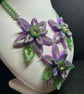 Festival handmade flower seed bead necklace with Crystals - Image 4