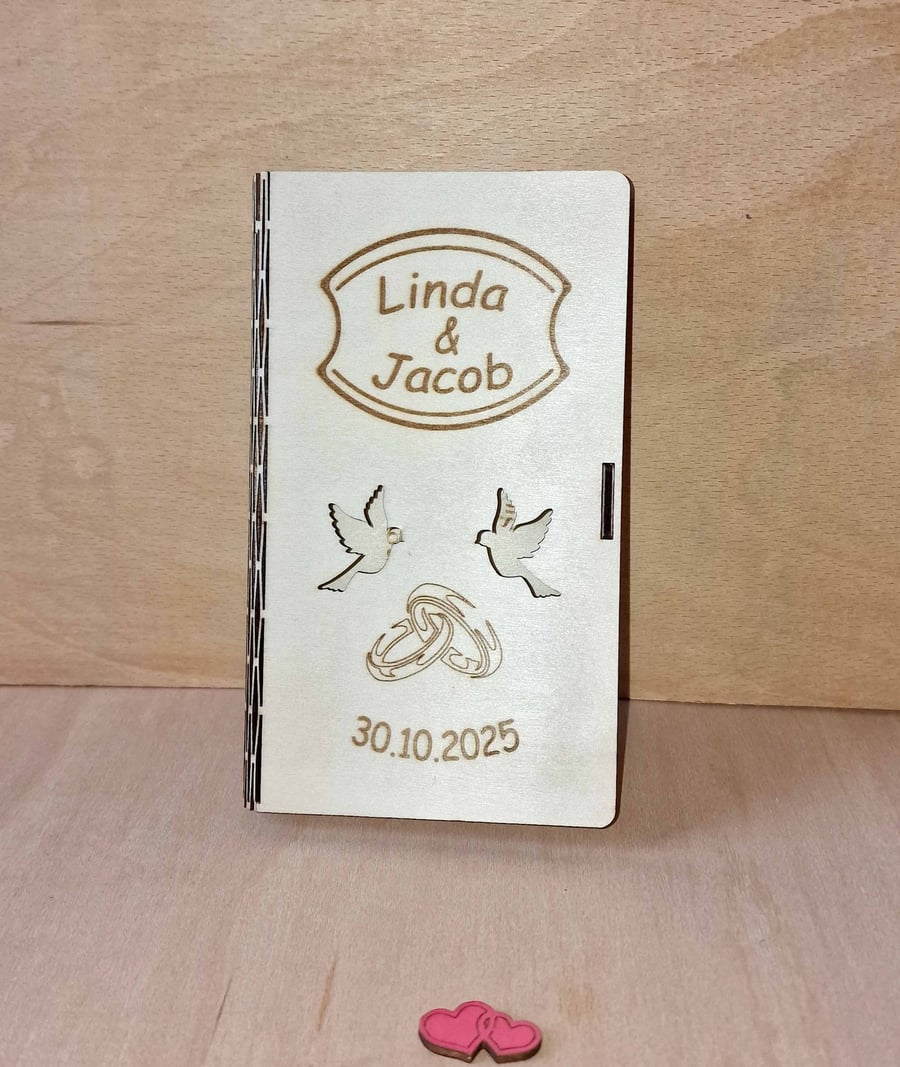 Personalised Wedding Money Box - Laser Cut Wood Gift Box - Unique Wedding Gift 