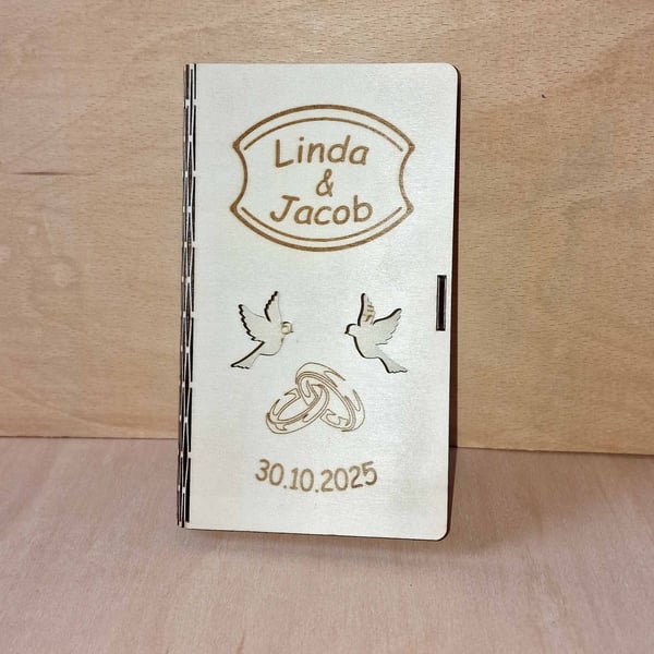 Personalised Wedding Money Box - Laser Cut Wood Gift Box - Unique Wedding Gift 