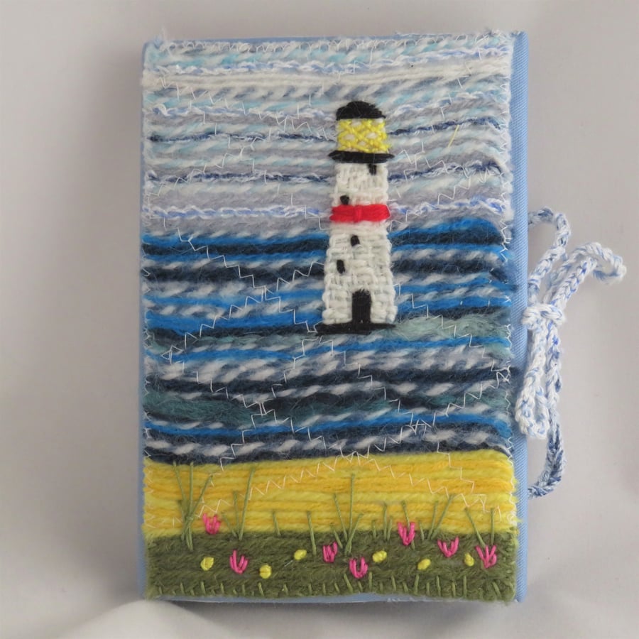Seaside Embroidered Notebook Cover with Lighthouse