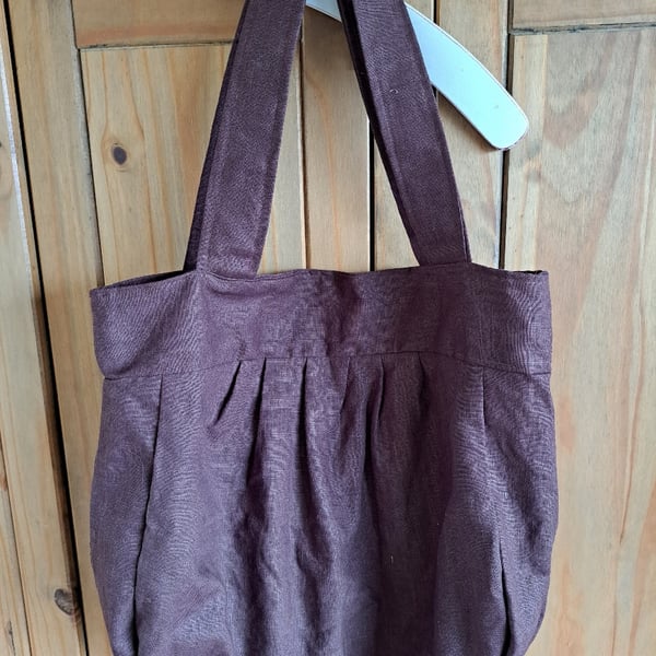 Deep brown linen slouch bag