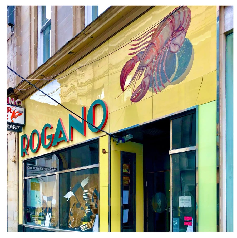 Rogano, Glasgow, signed mounted print 30 x 30cm FREE DELIVERY