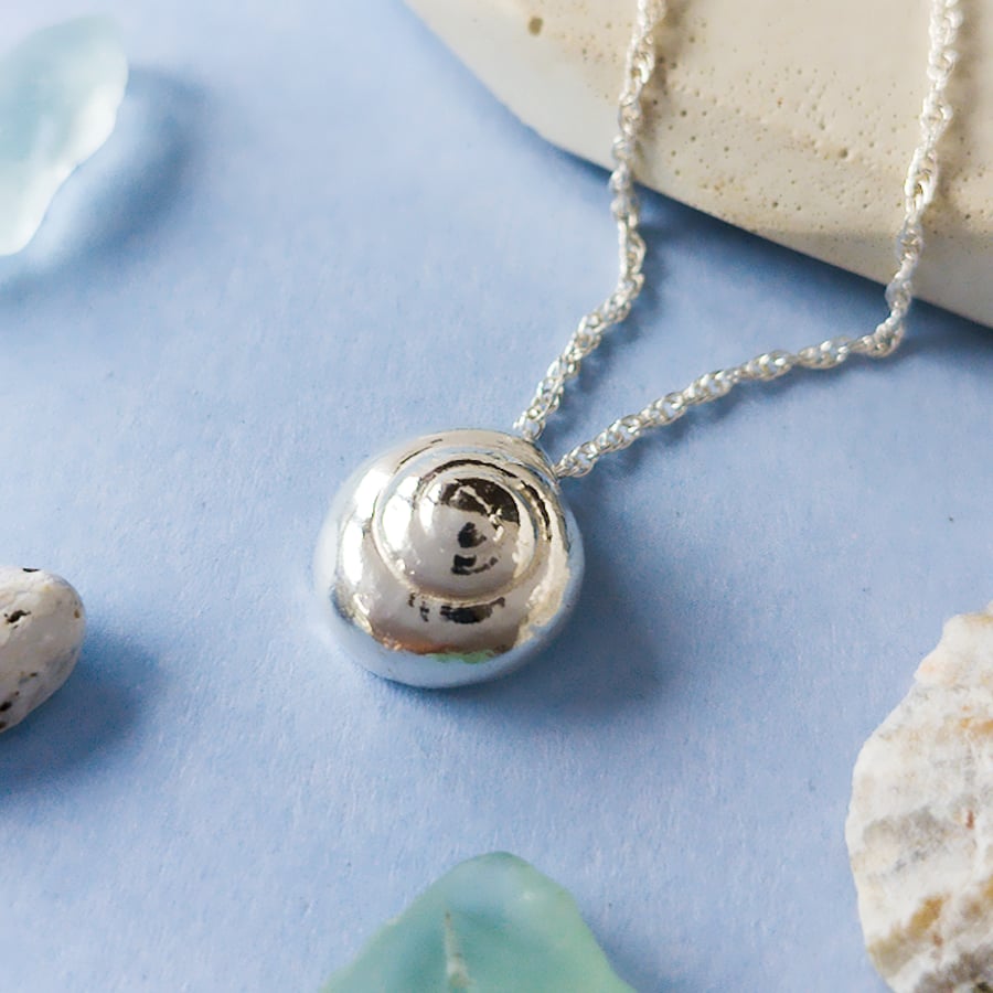 Snail Shell Pendant - Recycled Silver Necklace - Gift for Nature Lovers