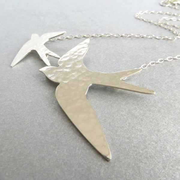 Sterling Silver Swallow Necklace, Gift for bird lover