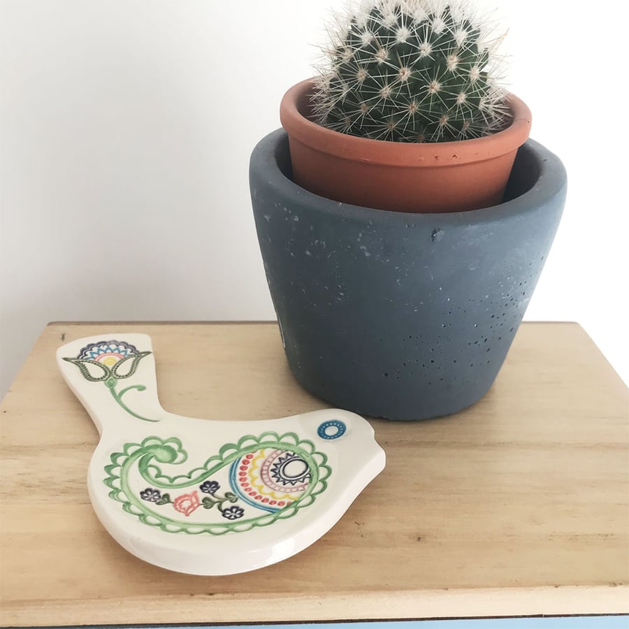 Little bird spoon rest pottery bird shaped dish