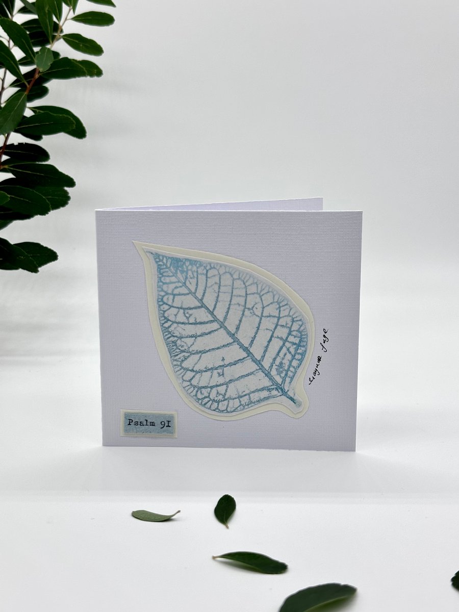 Original botanical hand printed greetings card Psalm 91