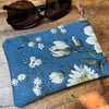Vintage linen pouch Sanderson Floral blue and white
