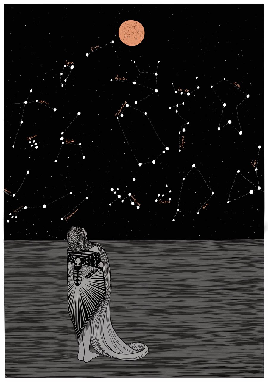 Stargazing, constellation a4 art print