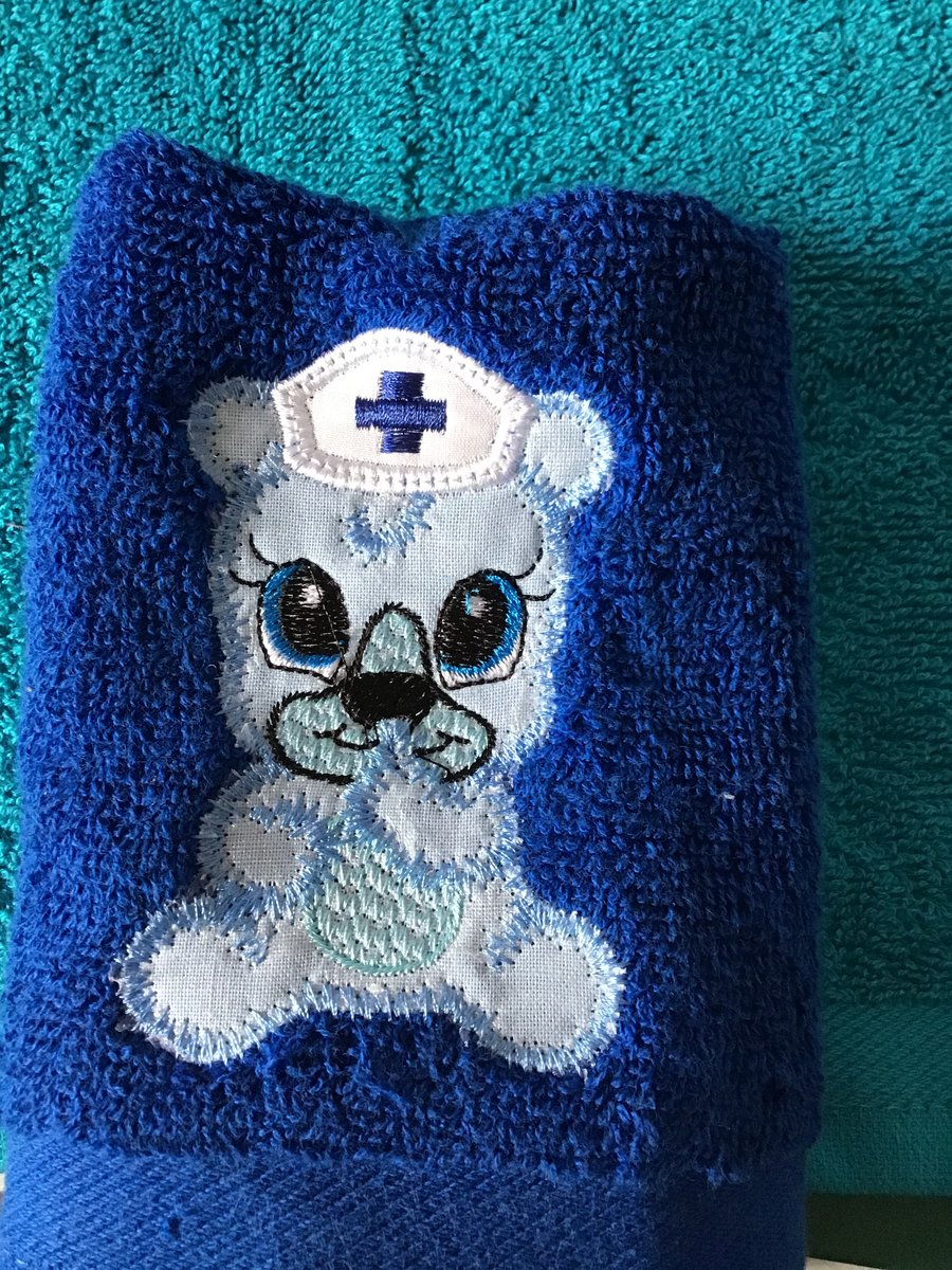 Blue Flannel with nurse bear.