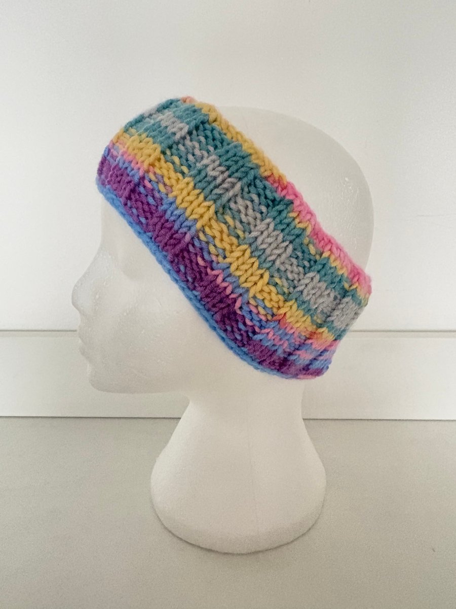 Hand knitted headband. 