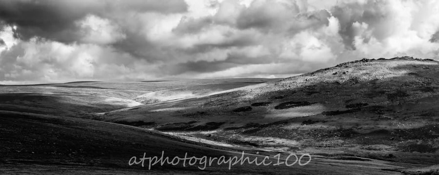 Signed limited edition black & white photography print of Great Mis Tor, Devon