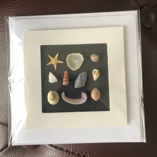 Unique Handmade 3D Card For Any Occasions. Sea Glass, Sea Shells, Beach finds