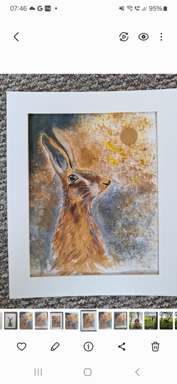 Rustic fabel rabbit moon light painting 