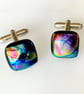 Dichroic Swirl Glass Cuff Links - Image 7