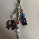 Steve Rogers Americas Captain inspired handmade Lego keychain