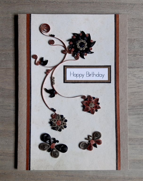 Quilled floral birthday card