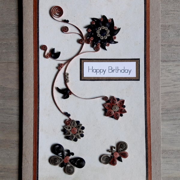 Quilled floral birthday card