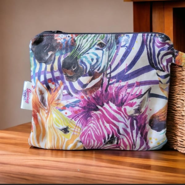 Zebra print zipper pouch bag 