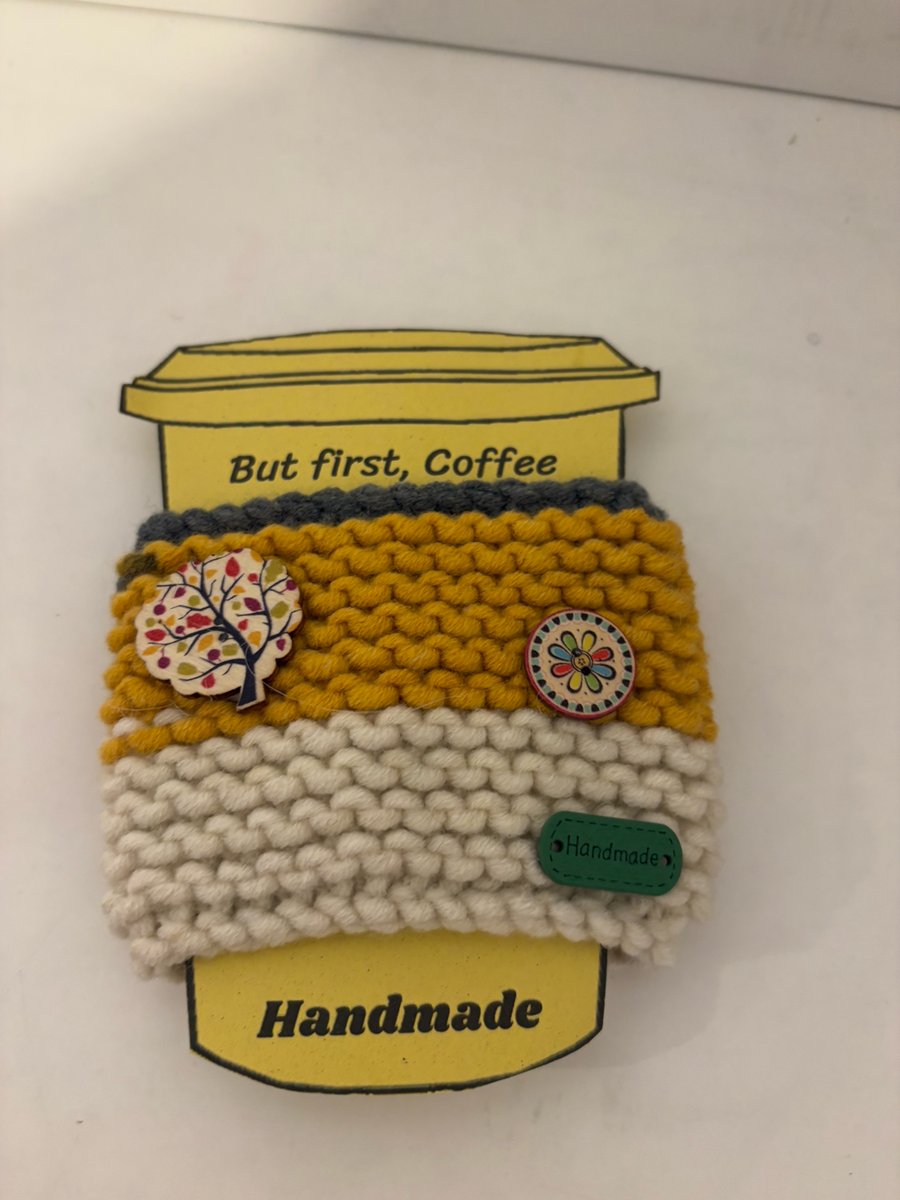 Autumnal vibes knitted cup cosy. 