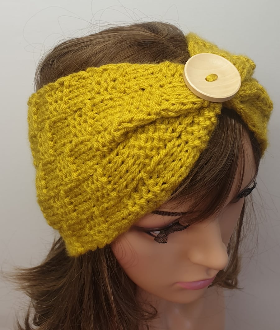 Hand knitted women headband handmade ear warmer knit headwear retro style
