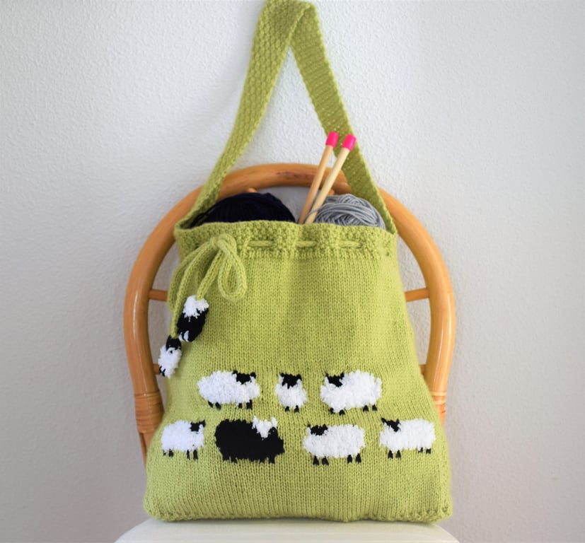 Knitting Pattern for Flock of Sheep Bag - Digital Knitting Pattern