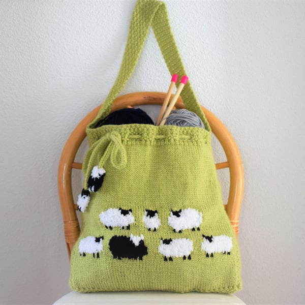 Knitting Pattern for Flock of Sheep Bag - Digital Knitting Pattern