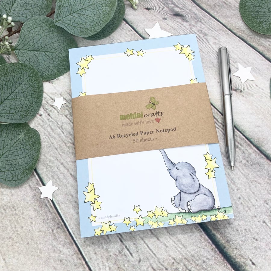 Notepad - A6 Recycled Paper Notepad - Reach for the Stars Ellie