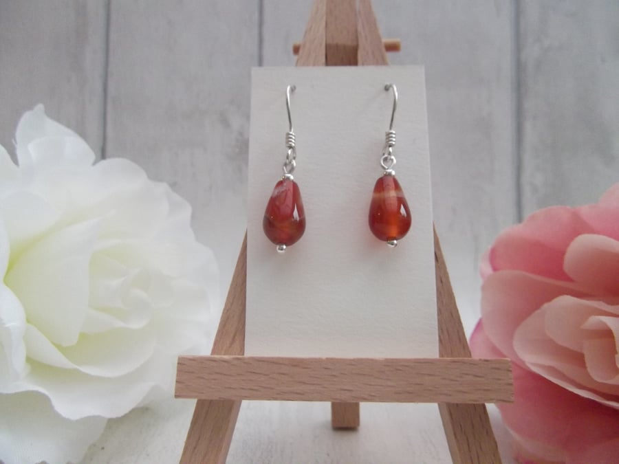 Carnelian small drop earrings sacral chakra dangle earrings