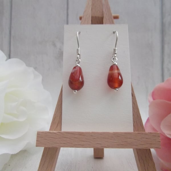 Carnelian small drop earrings sacral chakra dangle earrings