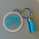 Personalised Acrylic Initial Keyring – with Tassel Charm 