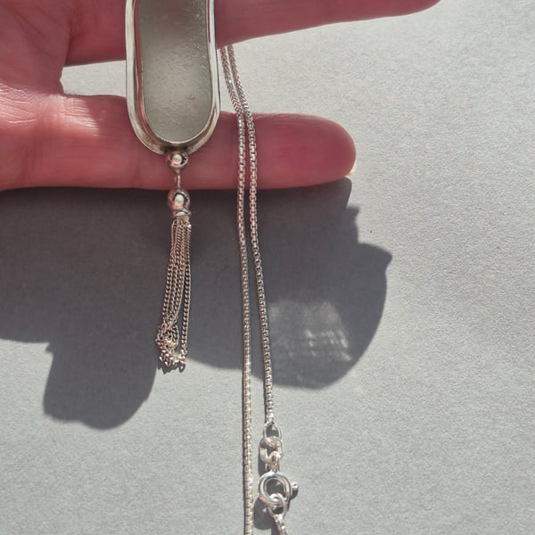 Unique Artisan Seaham Seaglass Pendant Necklace Sterling Silver 925 