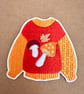 Embroidered Autumn sweater greeting card Thanksgiving seasonal wishes for family - Image 2