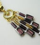 Purple Glass and Gold Plated Tube Bead Cluster Necklace   KCJ2057