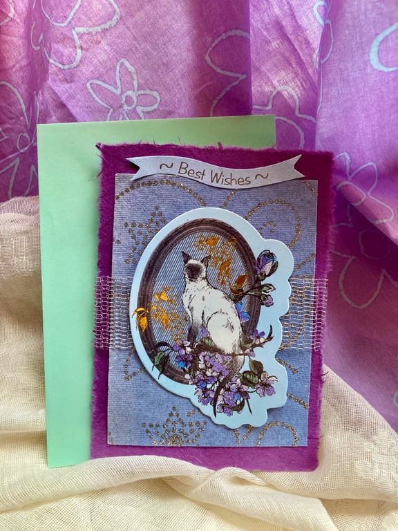 Best Wishes cat card