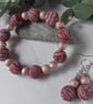 Pretty handmade raspberry and pink polymer clay bracelet