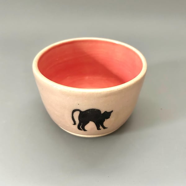 Handmade Ceramic Altar Bowl: Black Cat Trinket Dish, Wiccan Gift