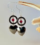 Hematite Heart Earrings With Red Crystal, Birthday, Mother's Day, Valentine Gift - Image 2