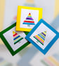 Set of 3 unique hand painted Christmas tree abstract art greeting cards  - Image 1