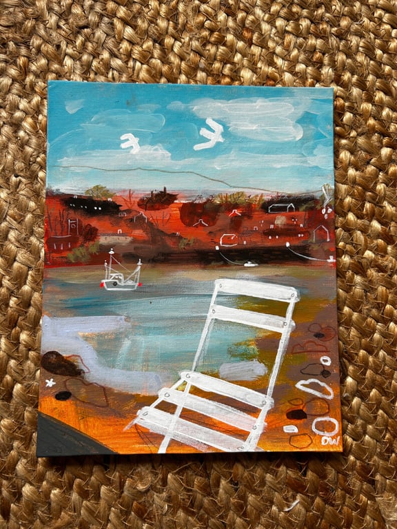 Original art seaside still life Lake District Solway autumn seaside