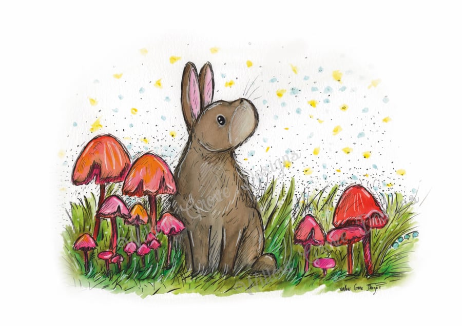 ‘Daydreamer’ rabbit art greetings card