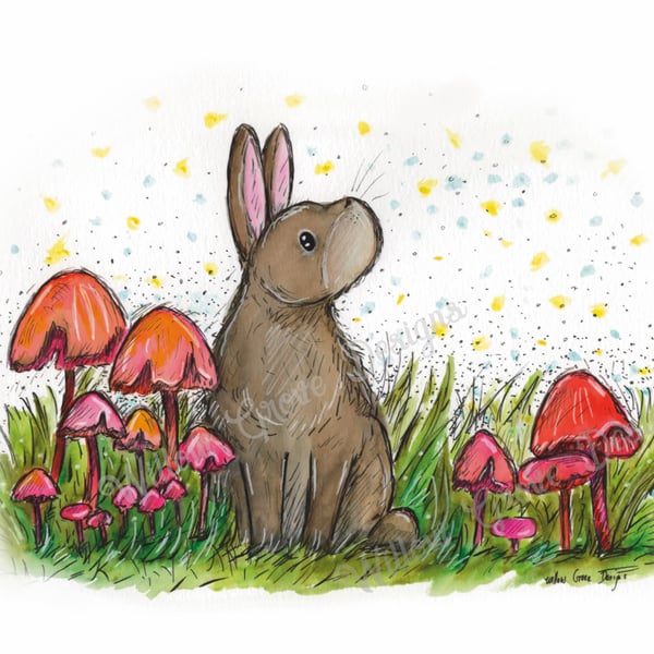 ‘Daydreamer’ rabbit art greetings card