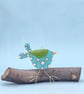 Fused Glass Turquoise Spotty Bird Decoration - Image 3