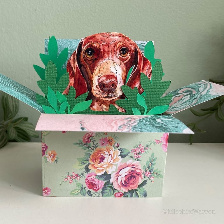 Dachshund Card; Personalised or Blank. Sausage dog gift card holder