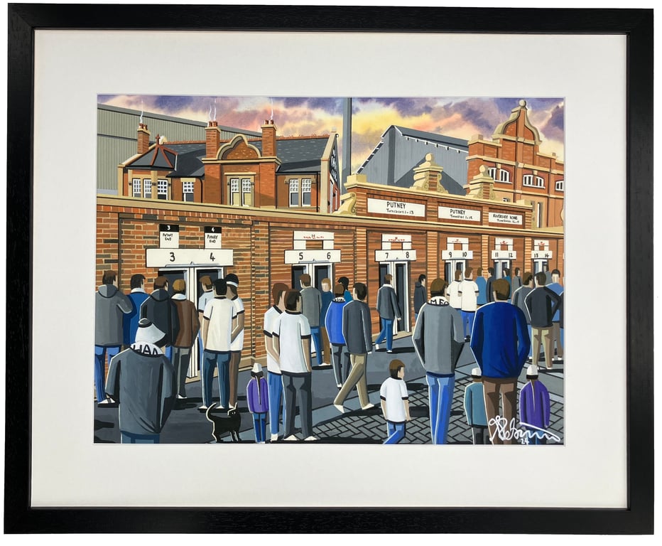Fulham F.C, Craven Cottage Stadium, Framed Football Art Print. 20" x 16" Frame