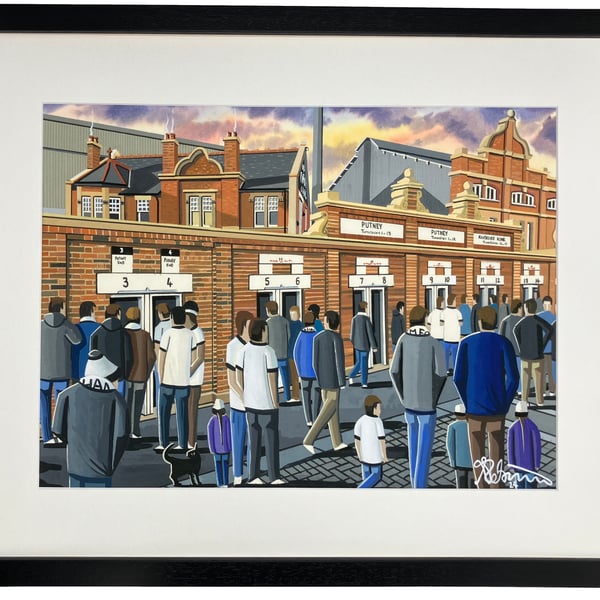 Fulham F.C, Craven Cottage Stadium, Framed Football Art Print. 20" x 16" Frame