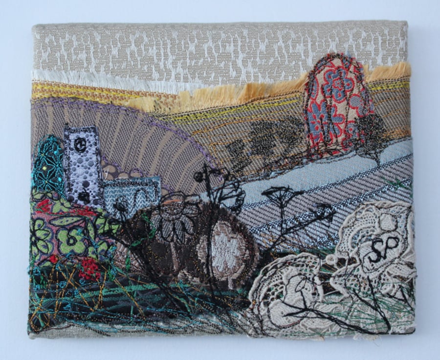 Textile Art Landscape with Church