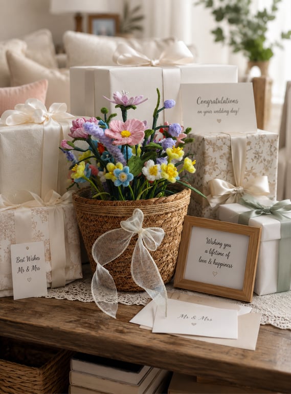 Wildflower Basket – Pastel Floral Arrangement Gift – Cottagecore Wedding Decor 