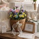Wildflower Basket – Pastel Floral Arrangement Gift – Cottagecore Wedding Decor 