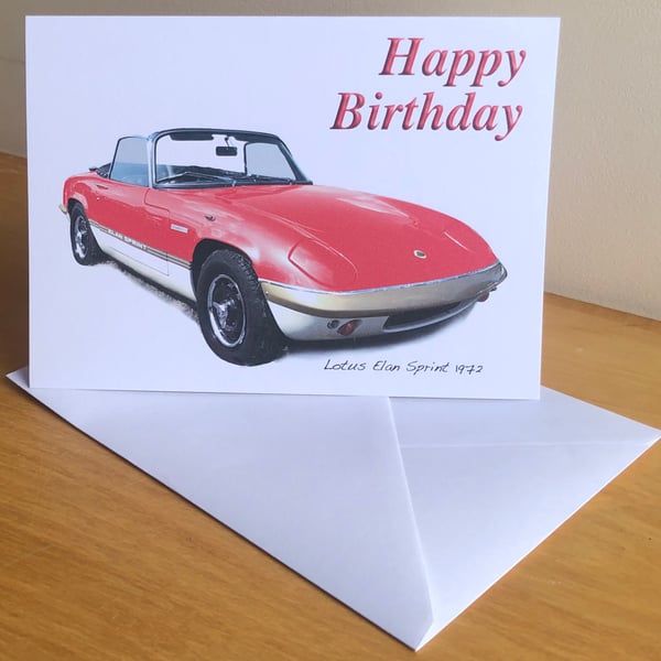 Lotus Elan Sprint 1972 (Red) - Birthday, Anniversary, Retirement or Plain Card