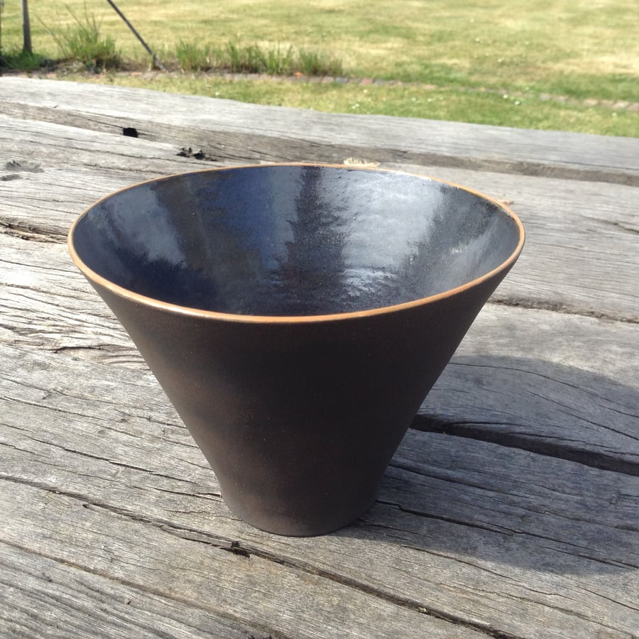 Small black clay tall bowl